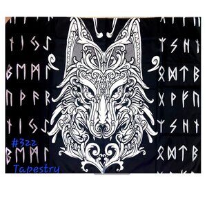 Norse Rune Viking Wolf Tapestry Hanging‎ Wall Decor